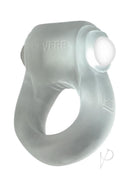 Oxballs Glowdick Silicone Cockring with LED Clear Ice, curved and translucent with a built-in LED for eye-catching pleasure.