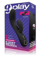 Bodywand G-Play Squirt Trainer Rabbit Vibrator Black packaging with ergonomic design and waterproof features.