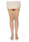 Leg Avenue Stay Up Lace Top Lycra Sheer Thigh High Nude worn with a short skirt, showcasing elegant lace tops.