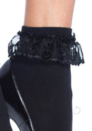 Leg Avenue Anklet with Lace Ruffle One Size Black features soft black nylon with lace ruffle trim for a flirty look.