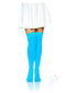 Leg Avenue Neon Blue Over The Knee Stockings paired with a white skirt for a bold and stylish look.