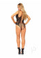 Leg Avenue Net and Lace Crotchless Teddy OS Black seen from the back showcasing intricate lace and net design.