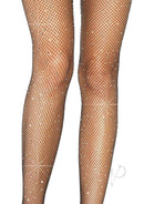 Leg Avenue Crystalized Fishnet Suspender Pantyhose Black featuring shimmering crystal accents on fishnet weave.