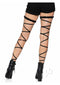 Leg Avenue Garter Leg Wrap Set in black, featuring sexy crisscross design on legs, paired with stylish black boots.