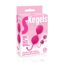 The 9's S-kegel Silicone Kegel Balls Pink packaging featuring a floral design and internal rotating weights.