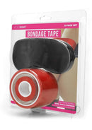 Whipsmart 100 Foot Bondage Tape Red with satin eye mask in a clear package for versatile restraint.