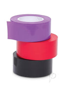 Whipsmart Bondage Tape 150 Feet with Blindfold Multi Color - three colorful rolls of self-adhesive tape.