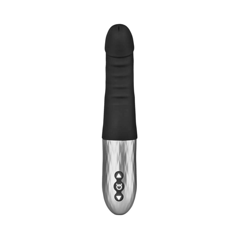 Forto Thruster Silicone Thrusting G Spot Vibrator Black, premium silicone thrusting vibrator for enhanced pleasure.