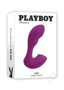 Playboy Arch G-Spot Vibrator with Clitoral Stimulator Purple packaging with product design visible.