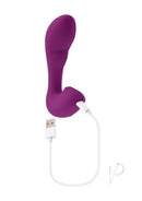 Playboy Arch G-Spot Vibrator with Clitoral Stimulator Purple with USB charging cable.