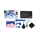 b Vibe Anal Massage and Education Set Blue contents including toys, educational guide, and storage bag.