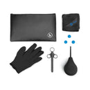 b Vibe Anal Massage and Education Set Blue components including gloves, tools, and pouch for personal exploration.