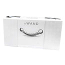 Le Wand Bow Stainless Steel Massager packaging displayed in sleek design with shiny stainless steel accent.
