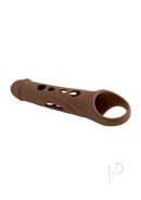 Zero Tolerance Big Boy Vibrating Penis Extension Chocolate, a realistic silicone sleeve for added length and stimulation.