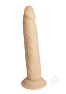 Naked Addiction 9 Inch Dual Density Bendable Dildo Vanilla standing with realistic texture and soft exterior.
