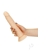 Naked Addiction 9 Inch Dual Density Bendable Dildo Vanilla held in hand with realistic texture and warm color.