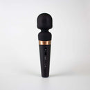 Titan Touch Panel Wand Massager Black with soft head and control buttons for targeted pleasure.