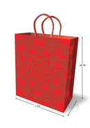 Little Genie Glitter Hearts 10 Inch Gift Bag Red featuring a glitter heart design, perfect for Valentine's Day gifting.