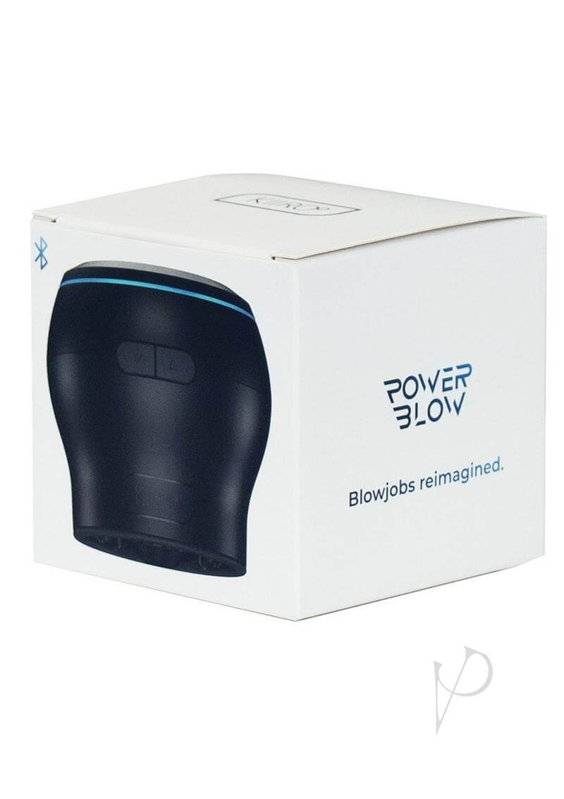 PowerBlow Interactive Suction Device packaging with white box and black technology design.