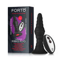Forto Vibrating Ribbed Plug Remote-Controlled Large packaging and product showcasing premium silicone and remote features.