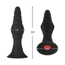 Forto Vibrating Ribbed Plug Remote-Controlled Large side view with dimensions 5.9 inches length and 1.5 inches width.