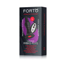 Forto Vibrating Ribbed Plug Remote-Controlled Large packaging showcasing premium silicone, waterproof features, and remote control.
