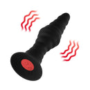 Forto Vibrating Ribbed Anal Plug Remote-Controlled Small Black with 10 vibration modes and ribbed texture.