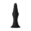 Forto Vibrating Ribbed Anal Plug Remote-Controlled Small Black, a sleek black anal plug with ribbed texture.