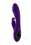 Playboy On Repeat Silicone Rabbit Vibrator Purple on a white background, showcasing its elegant design.