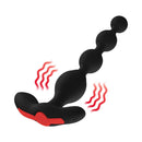 Forto Vibrating Anal Beads Silicone Plug Black with flexible beaded structure and vibration functionality.