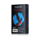 Forto Vibrating Anal Plug Rechargeable Silicone Black packaging featuring black and red colors with product details.