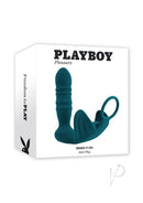 Playboy Bring It On Silicone Anal Plug with Cock Ring Teal in packaging for adventurous play.
