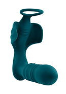Playboy Bring It On Silicone Anal Plug with Cock Ring Teal for enhanced pleasure and excitement.