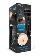 Zolo Original Mount Discreet Stroker Black packaging showcasing hands-free pleasure features and discreet design.