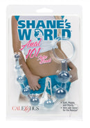 Shane's World Anal 101 Intro Anal Beads Blue packaging showcasing soft, pliable beads for beginners.