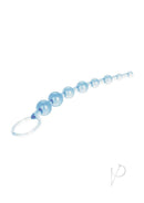 Shane's World Anal 101 Intro Anal Beads Blue with flexible design and retrieval ring for beginners.