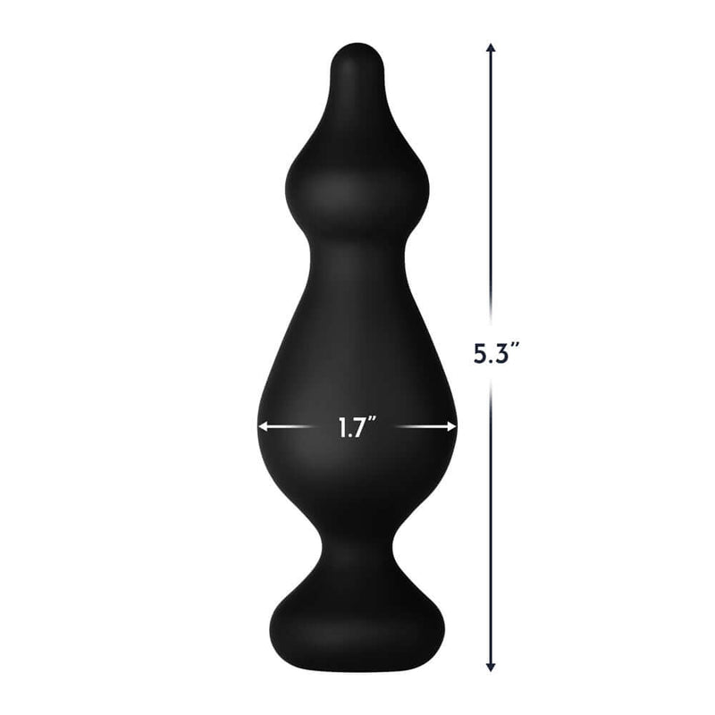 Forto F-30 Pointer Silicone Anal Plug Large Black dimensions 5.3 inches tall and 1.7 inches wide for precise stimulation.