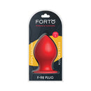 Forto F-98 Cone Silicone Anal Plug Large Red in packaging, featuring smooth silicone and bold red color.