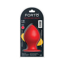 Forto F-98 Cone Silicone Anal Plug Large Red packaging front view with product details and logo.