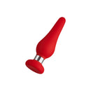 Forto F-21 Tear Drop Silicone Anal Plug Small Red on a white background, showcasing its teardrop design and smooth surface.