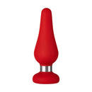 Forto F-21 Tear Drop Silicone Anal Plug Medium Red displayed in a sleek design with a silky finish.