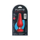 Forto F-21 Tear Drop Silicone Anal Plug Medium Red package showing details and features.