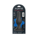 Forto F-11 Lungo Silicone Anal Plug Large Black packaging showing the sleek design and premium silicone material.