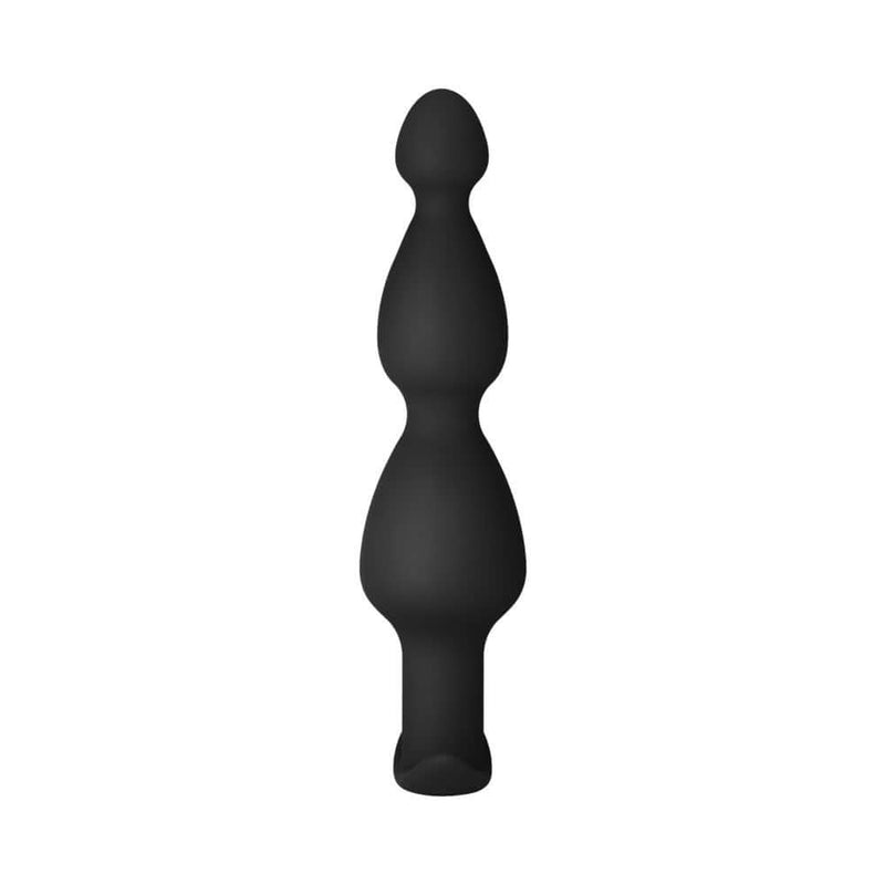 Forto F-52 Cone Beads Silicone Anal Plug Black showcasing smooth, body-safe silicone design for comfort and pleasure.
