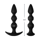 Forto F-42 Spiral Beads Silicone Anal Plug Black showcasing its textured beads and measuring 6.5 inches.