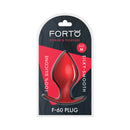 Forto F-60 Spade Silicone Anal Plug Medium Red packaging showcasing its sleek design and bold red color.