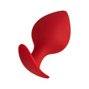 Forto F-60 Spade Silicone Anal Plug Medium Red displayed in smooth red silicone, tapering for comfort and designed for pleasure.