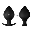 Forto F-60 Spade Silicone Anal Plug Large Black dimensions 2.4 inches wide 4.3 inches tall