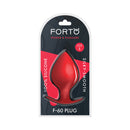 Forto F-60 Spade Silicone Anal Plug Large Red packaging highlighting its silky-smooth premium silicone.