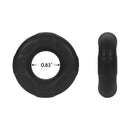 Forto F-33 Liquid Silicone Cockring Medium Black, featuring smooth texture and 0.83 inch diameter for enhanced comfort.